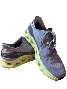 Skechers Women Glide-Step Athletic Sneakers in Lilac and Lime